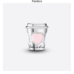 Pandora Coffee Cup Charm with Pink Heart